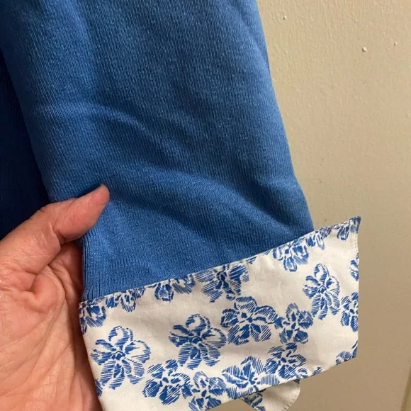 Covington Blue Long Sleeve Sweater Top Floral XL 18 78% Silk Bust 46” New NWT - Picture 5 of 8